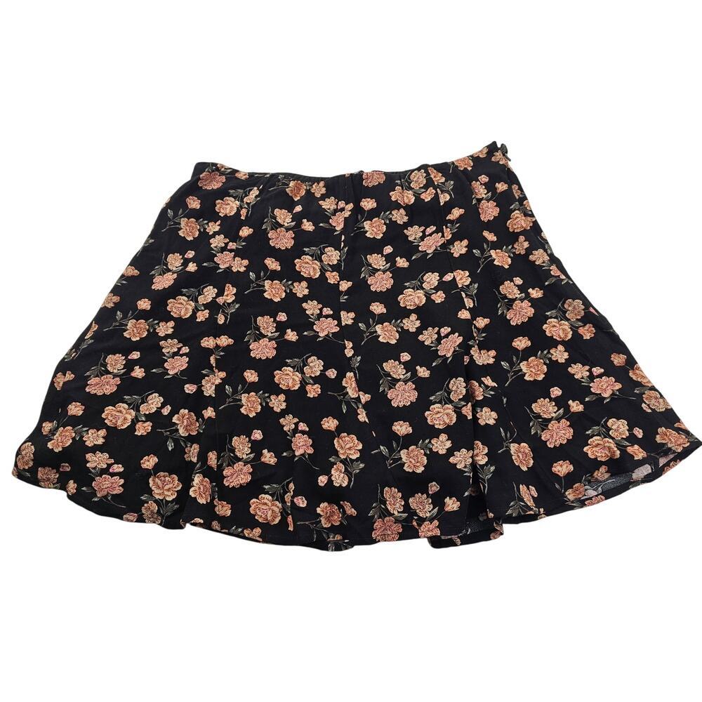 Nwt American Eagle L Black pink whimsigoth midi skirt flowy sd zip high rise NEW